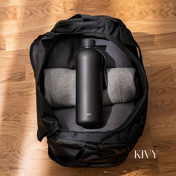 KIVY Large Water Bottle 50oz [Lightweight & Shatterproof] Fits Backpack & Cupholder for Travel, Sports, School - Blue water bottle no straw - 1.5 Liter water bottles - 50oz Water bottle