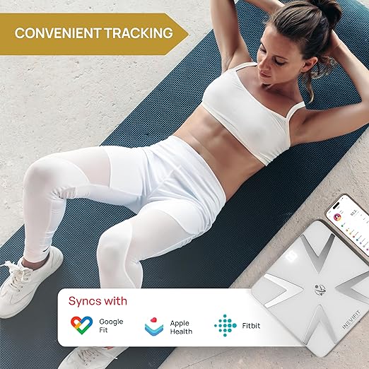 INEVIFIT SMART Body Fat Scale, Highly Accurate Bluetooth Digital Bathroom Body Composition Analyzer, Measures Weight, Body Fat, Water, Muscle, BMI, Visceral Fat & Bone Mass for Unlimited Users