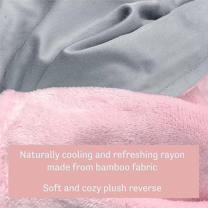 Dream Lab Amethyst and Quartz Crystal Cooling Reversible Weighted Blanket with Removable Cover, 15 Pounds, Soft Pink