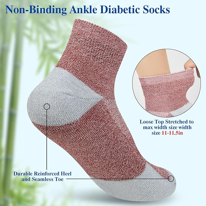 Diabetic Socks for Men,6 Pairs Ankle Mens Diabetic Socks,Diabetic Neuropathy Socks for Men Size 9-11/10-13/13-15.