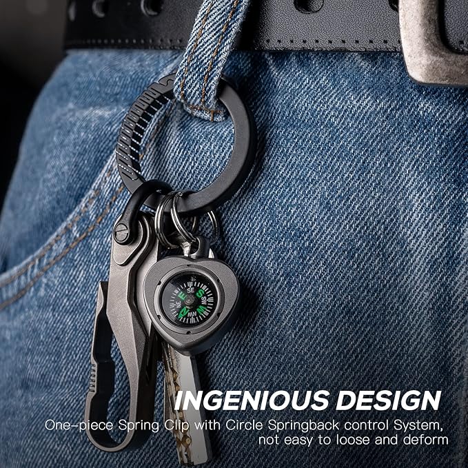TISUR Keychain Pill Holder+Titanium Round Carabiner Clip