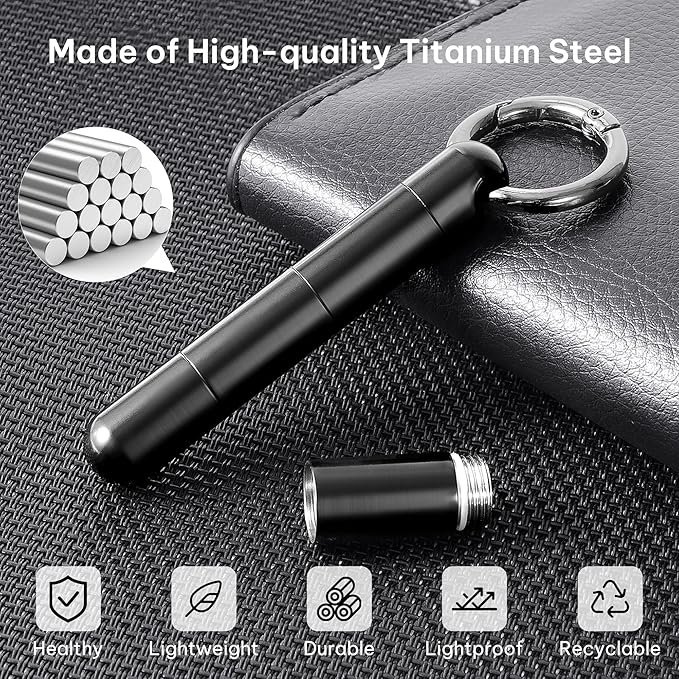 Titanium Keychain Pill Holder,Mini Pill Case Keychain,Waterproof Pocket Pill Case,Small Pill Container for Travel Purse(3 Compartment)