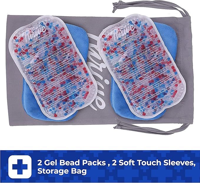 Thrive Reusable Gel Ice Packs for Injuries & Inflammation - Cold Therapy Gel Ice Pack for Back, Knee & Neck Relief - Hot & Cold Compress for Surgery Recovery - 2 Count, 7.5 x 5 in, Blue