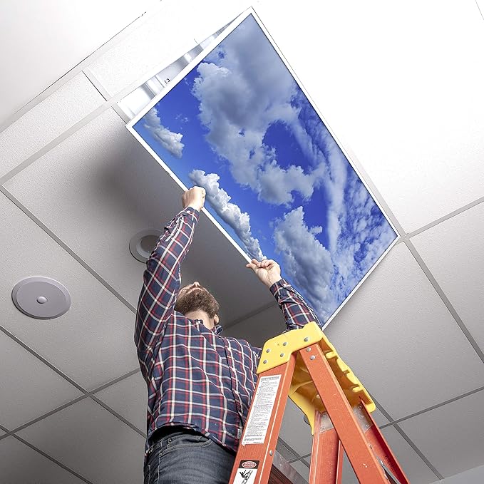 OCTO LIGHTS Fluorescent Light Covers Cloud Sky Panel for Ceiling Lights, Light Covers for Ceiling Lights Classroom 2x4 (22.38"x46.5") Backlit Film Insert for Fluorescent Light Fixtures (Pack of 1)