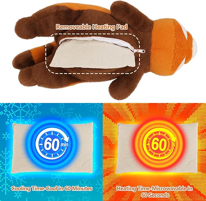 2lb Red Panda Stuffed Animals Microwavable Heating Pad-19'' Red Panda Heating Pads for Cramps &Period Pain Relief for Women,Heatable & Coolable Stuffed Animals Bedtime Birthday Gift for Women Kids