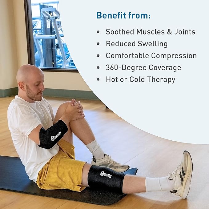 BodyMed 360° Hot & Cold Sleeve for Knee, Elbow, Ankle, Wrist Discomfort Relief – Flexible, Reusable Gel Ice Pack Compression Therapy for Sprains, Arthritis, Tendonitis - Medium