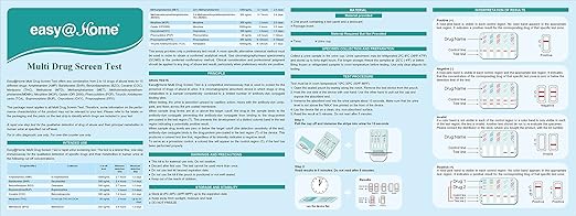 Easy@Home 5 Panel Instant Drug Test Kits - Testing Marijuana (THC), COC, OPI 2000, AMP, MET/mAMP- Urine Dip Drug Testing -#EDOAP-254-10 Pack