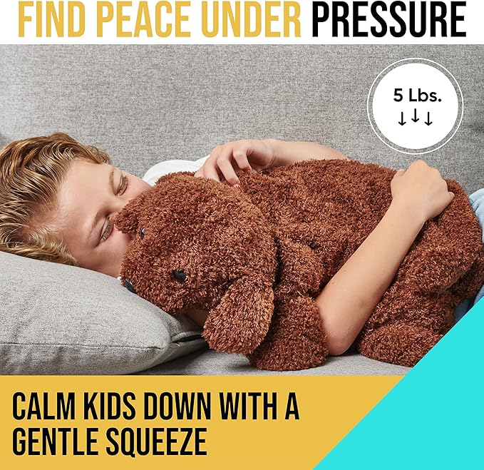 FRIENDLY CUDDLE Weighted Lap Blanket for Kids & Adults – Kids Weighted Blanket – ASD, Sensory Processing Weighted Stuffed Animals Dog Toy – Microwavable Weighted Lap Pad for Kids, 5 Lbs.