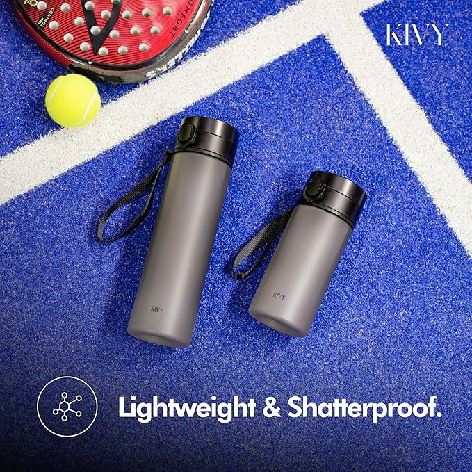 KIVY Slim Water Bottle 22oz with Leakproof Flip Lid [Lightweight & Shatterproof] - Small Drinking Waterbottle - Tritan Bottle Without Straw for School, Sport & Travel - Drinking Bottle - BPA Free