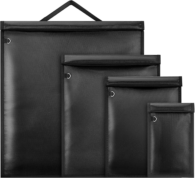 Faraday Bags, 4 Pack EMP Proof Bag for Cell Phone, Laptop, Tablet, Car Keys, Large Signal Blocking Pouches, Waterproof and Fireproof EMP Protection