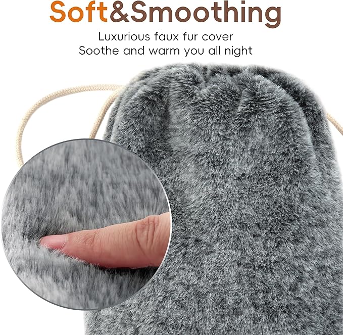 samply Hot Water Bottle with Soft Cover, 2L Hot Water Bag for Menstrual Cramps, Neck and Shoulder Pain Relief, Hot Compress, Hand Feet Warmer, Grey