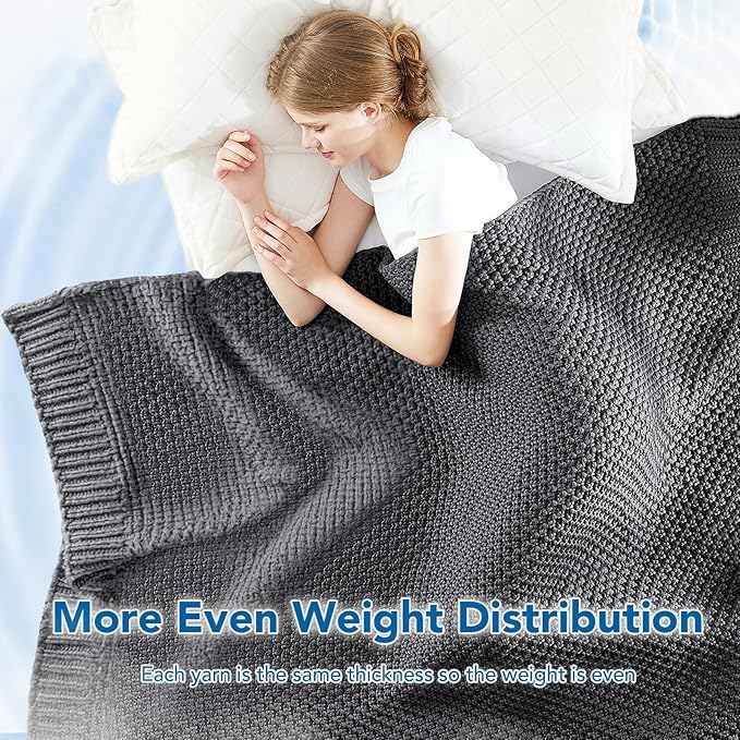 Topcee Knitted Weighted Blanket - 50"x60" 5lbs Cooling Chunky Knit Heavy Blanket for Adults Cable Yarn Knit Decorative No Beads Soft, Cozy and Cooling Weighted Throw Blankets Machine Washable