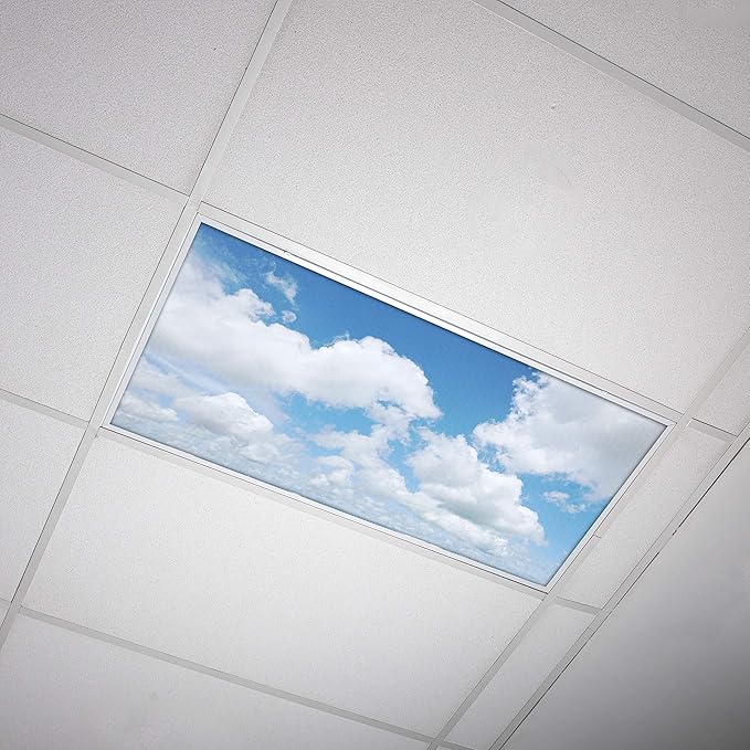 OCTO LIGHTS Fluorescent Light Covers Cloud Sky Panel for Ceiling Lights, Light Covers for Ceiling Lights Classroom 2x4 (22.38"x46.5") Backlit Film Insert for Fluorescent Light Fixtures (Pack of 1)