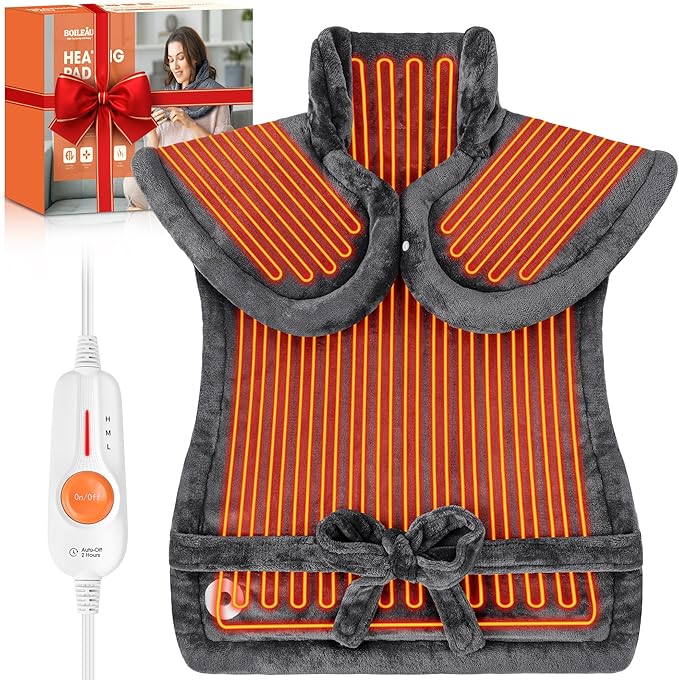 Boileau Electric Heating Pad for Back Pain Relief, Birthday Gifts for Women Men Mom Dad Elderly, Self Care Gifts for Him Wife Husband, Neck Shoulder Back Pain Relief 24"x33" Large Heating Heat Pad