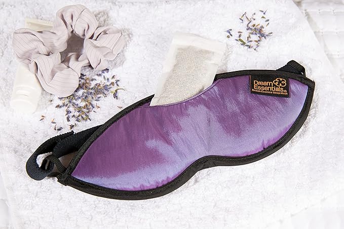Dream Essentials Dream Essence Aromatherapy Sleep Mask, Handmade in The USA, Comes with Removable Organic French Lavender Sachet (Cobalt Blue)