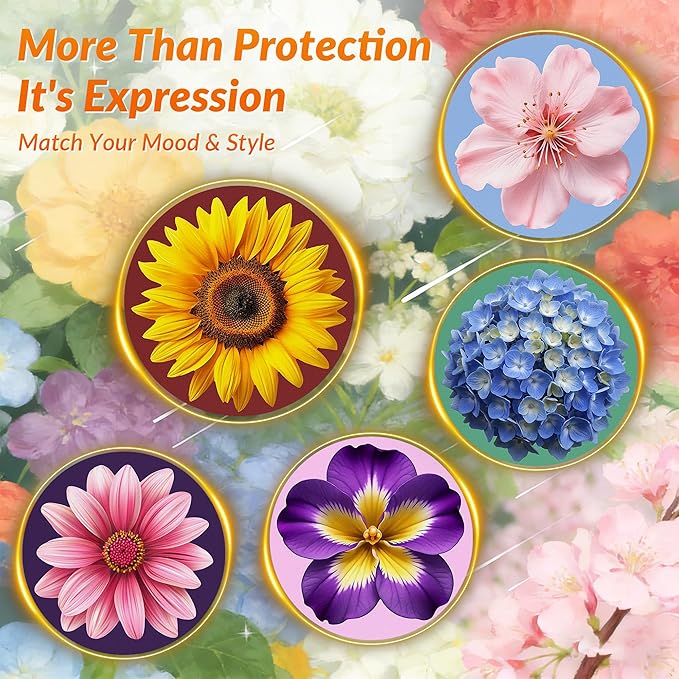 Libre 3 Sensor Covers Waterproof Floral, Amolyfe 10 Pack Libre 3 & Plus Sensor Covers, Bump-Proof with Hard Cap, Easy-Peel Tab Patches for Free Style Glucose Sensor, 14-Day Protection (Bloom)