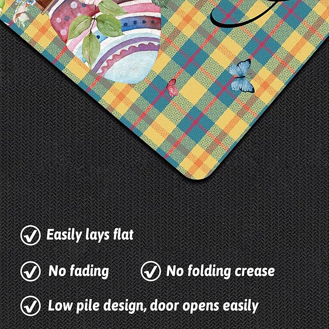 Easter Anti Fatigue Kitchen Mat Set of 2 Spring Non Slip Rubber Runner Rug Flower Gnomes Truck Floor Mat Quick Absorbent Comfort Cushioned for Standing Sink Entryway Laundry 16x24+16x41in