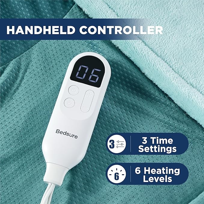 Bedsure Heating Pad for Neck and Shoulders - Birthday Gifts for Women Men Mom Mens, FSA Eligible Items, Weigthed Heated Pad 2.2lbs, Weighted Large Heated Wrap, 24" x 22", Teal