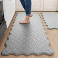 Upgrade Scalloped Embossed Kitchen Mats for Floor 2PCS Cushioned Anti Fatigue Waterproof Foam Kitchen Rugs Non Slip Washable Comfort Standing Mat for Office Sink Laundry, Gray