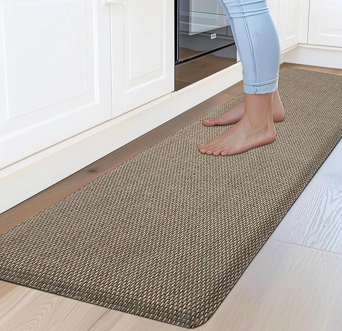 Kitchen Mats for Floor Cushioned Anti-Fatigue Kitchen Floor Mat Non Slip Kitchen Rugs for Floor Absorbent Foam Comfort Standing Mat for Front of Sink, Office, Laundry(Grey/Green, 17.3"x47")