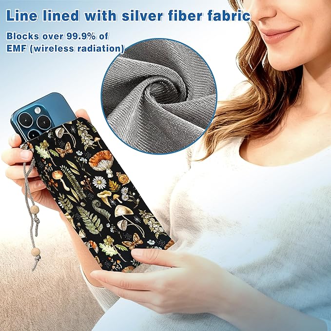 EMF Shield Sleeve for Cell Phone Reduce Signal Anti-EMP Pouch Against Radiation, EMF, 5G, RFID Blocking 4x8 Inch Plants Phone Sleeve Bags
