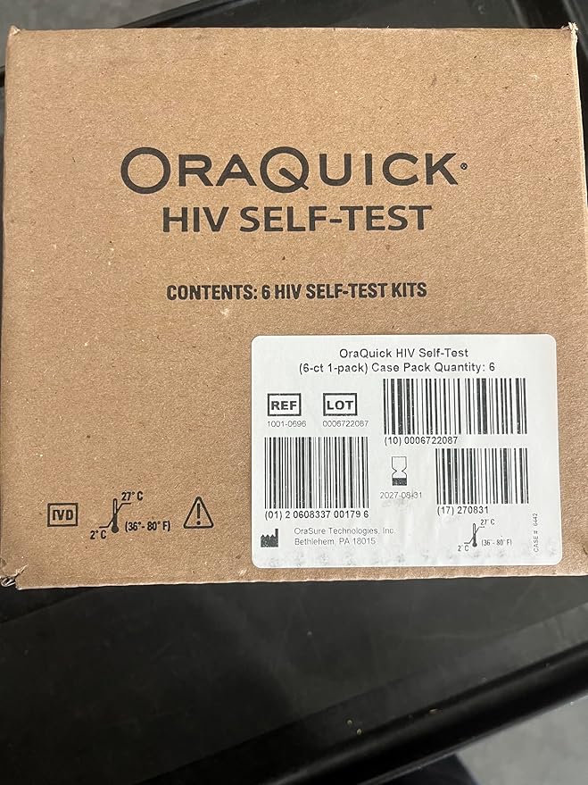 OraQuick® HIV Self-Test, Oral Fluid Rapid HIV Test for HIV-1 & HIV-2 Detection, Quick & Easy Pain Free Home Testing Kit with Results in 20 Minutes, Ages 14+, 6ct Case