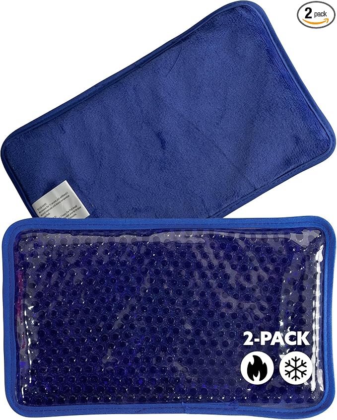 Alpi Rectangle Plush Gel Bead Ice Pack – 2 Pack Reusable Ice Packs with Beads for Hot & Cold Therapy - Soft, Plush Comfort for Muscle Aches & Relaxation (Blue)