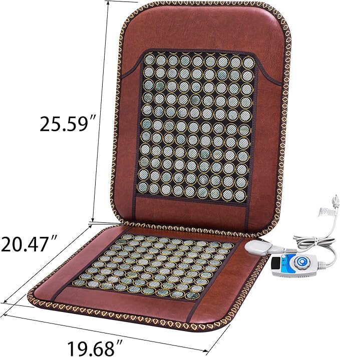 H&B Luxuries Far Infrared Heated Seat Cushion for Office Chair, Large Heating Area Heated Seat Cover Therapy Heating Pad for Back, Lumbar, Hip, Auto Shut Off, Adjustable Temperature