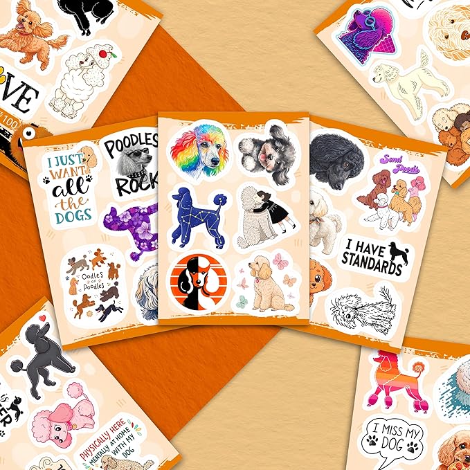 100Pcs Poodle Stickers for Water Bottle, Laptop - Poodle Gifts, Party Supplies & Decorations - Dog Stickers and Decals - Gift for Women & Men