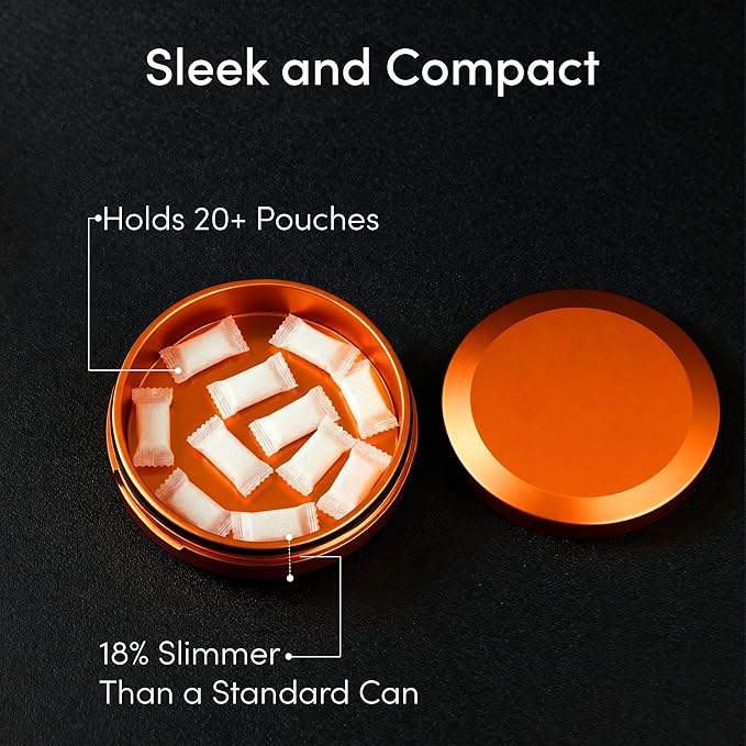 Aluminum Zyn Can – Slim Metal Zyn Container for Pouches & Snus | Core Series | Burnt Orange