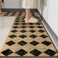 Brown Black Moroccan Trellis Checkered Kitchen Rug Sets [2 PCs], Anti-Fatigue, Waterproof Non-Slip Kitchen Mats Heavy Duty Ergonomic Comfort Foam Rug for Floor, Home, Laundry,17"x29"+17"x47"
