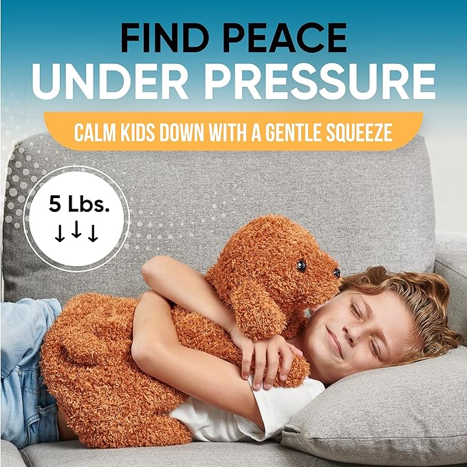 FRIENDLY CUDDLE Weighted Lap Blanket for Kids & Adults – Kids Weighted Blanket – ASD, Sensory Processing Weighted Stuffed Animals Dog Toy – Microwavable Weighted Lap Pad for Kids, 5 Lbs.