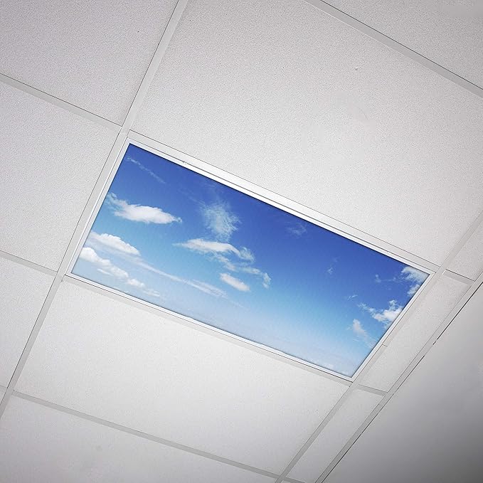 OCTO LIGHTS Fluorescent Light Covers Cloud Sky Panel for Ceiling Lights, Light Covers for Ceiling Lights Classroom 2x4 (22.38"x46.5") Backlit Film Insert for Fluorescent Light Fixtures (Pack of 1)