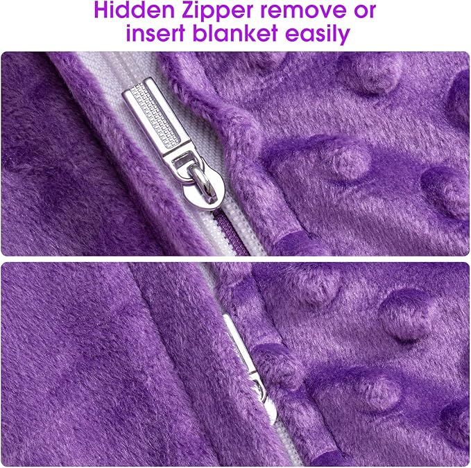 Acdyion Weighted Blankets Removable Duvet Cover for Adults Twin Size (48"x72"),Heavy Blanket Duvet Cover with Soft and Comfort Minky with 12 Ties,Machine Washable Soft Weighted Blanket Cover (Purple)