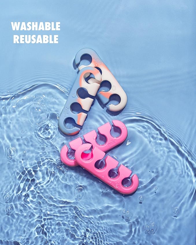 Gel Toe Separators for Women & Men - 4 Pieces Soft Silicone Pedicure Toe Spacers for Separating Toenails - Toe Polish Separators, Yoga, Relaxing, Nail Art and more - (Pink & Blue Ombre)
