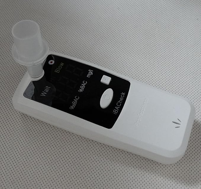 Breathalyzer with 10 Memories and LED Display, Visible at Night. Long Battery Life and Last 350 Test with Alkaline Batteries (White 178)