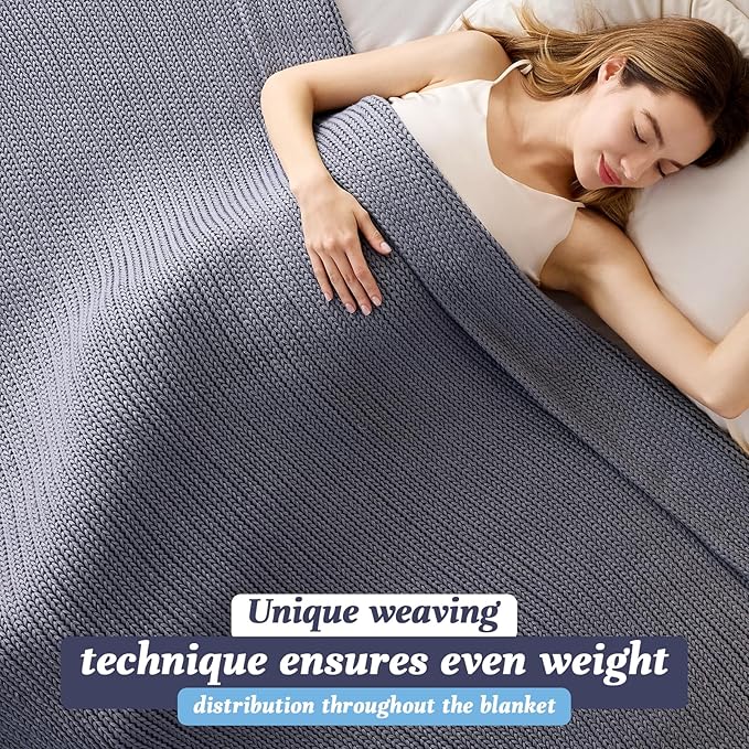 Guohaoi Knitted Weighted Blanket for Adults (Light Grey 60"x80" 25lbs) No Beads Cooling Throw Blanket for Hot Sleepers, Home Decor Breathable Chunky Knit Heavy Blanket Use on Queen/King Size Bed