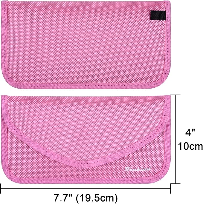 Signal Blocking Bag, Techion 2 Pack RFID Faraday Bag Shield Pouch Cage Box Wallet Case for Cell Phone and Car Key FOB, Privacy Protection, Anti-Hacking - Pink & Hot Pink