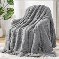 Sherpa Fleece Adult Weighted Blanket Great for Sleep, 15 lbs Dual Sided Soft Fuzzy Heavy Blankets for Couch Bed Sofa, Cozy Warm Fluffy Arched Jacquard Throw for Winter (Grey, 48" x 72", 15 Pounds)