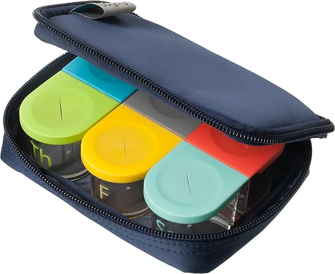 Sagely Navy Weekend Travel Portable Medicine Pouch Pill Bag for 3 Sagely Smart XL Weekly Pill Organizer Pods