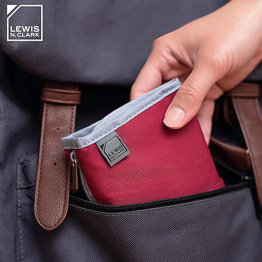 Lewis N. Clark Travel Pill Organizer, for Vitamins, Medication, Prescriptions, Or Medicine Storage, 16 Slot Pouch, Red
