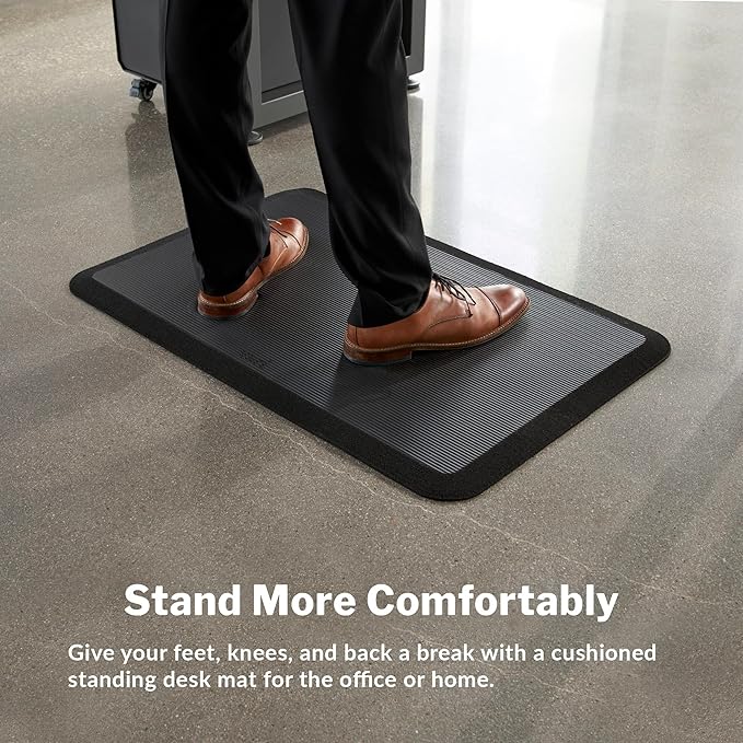 Vari Standing Mat 34x22 (VariDesk) - Anti Fatigue Non-Slip Mat for Standing Desk, Cushioned for Comfort, Indoor Floor Mat for Home, Office, or Kitchen - Black