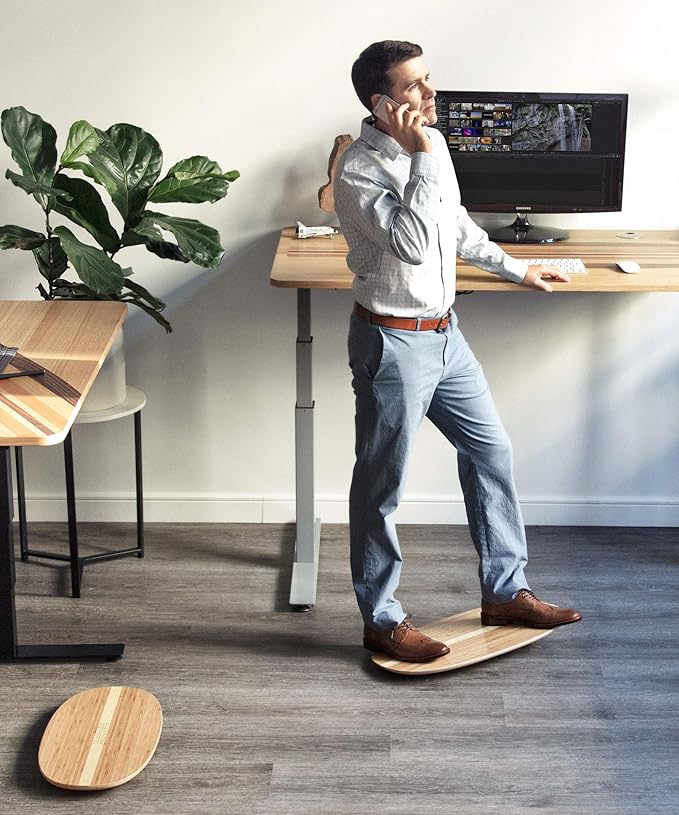 ALLEYOOP WOOD ROCKER BOARD • Unique 360° Omni-directional Rocking Movement • Ergonomically Engineered For Stability At Your Standing Desk, Medium, Bamboo