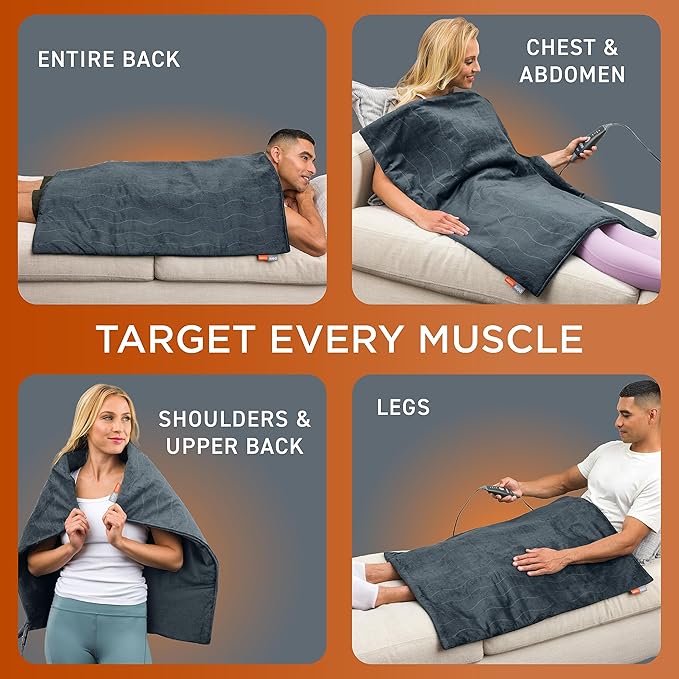 Pure Enrichment PureRelief Pro Far Infrared Oversized Body Wrap - 35” x 27” Full-Body Infrared Heating Pad for Back Pain, Shoulder Aches, Neck Strains, & Soreness in Knees, Abdomen, Chest, & Legs