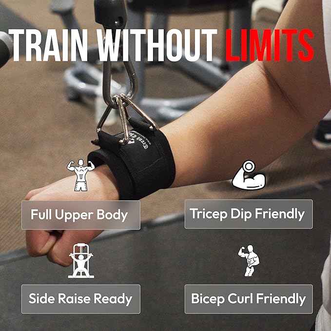 Wrist Cuffs Support - Cable Attachments For Gym Machine Workout Adjustable Wrist Straps For Weightlifting With Sturdy Buckle Neoprene Padding For Strength Training, Lateral Raises