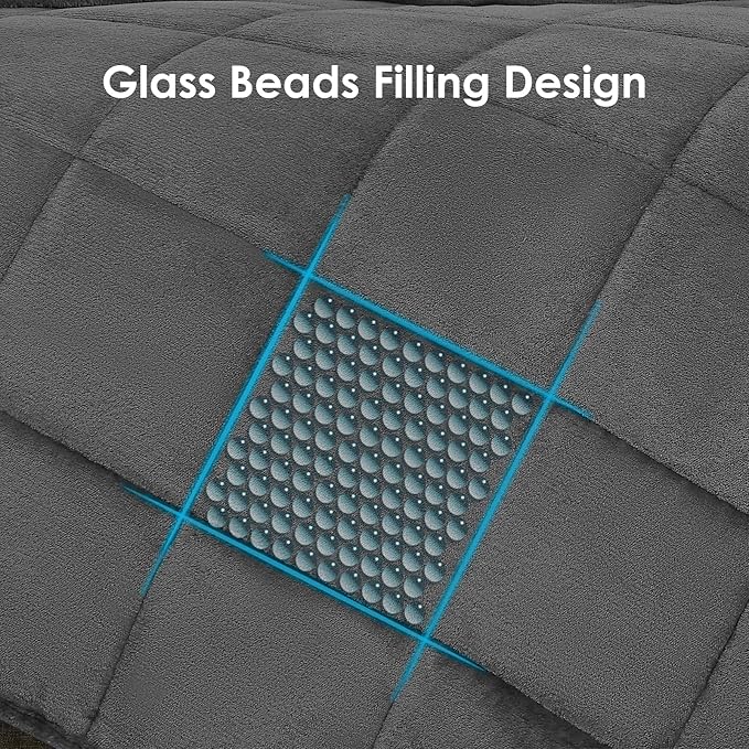 yescool Weighted Blanket for Adults (15 lbs, 48" x 72", Light Gray) Heavy Blanket for Sleeping Perfect for 140-160 lbs, Twin Size Breathable Blanket with Premium Glass Bead, Machine Washable