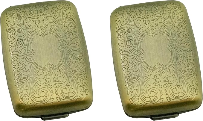 Stephanie Imports Set of 2 Victorian-Style Rectangular Dual-Compartment Pill Organizers with Secure Latch and BPA-Free Divider