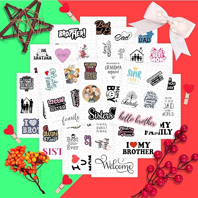 BulbaCraft Family Stickers for Water Bottle and Laptop - Family Party Supplies & Decorations, Waterproof Vinyl Decals, Home and Love Stickers, Gifts for Women & Men