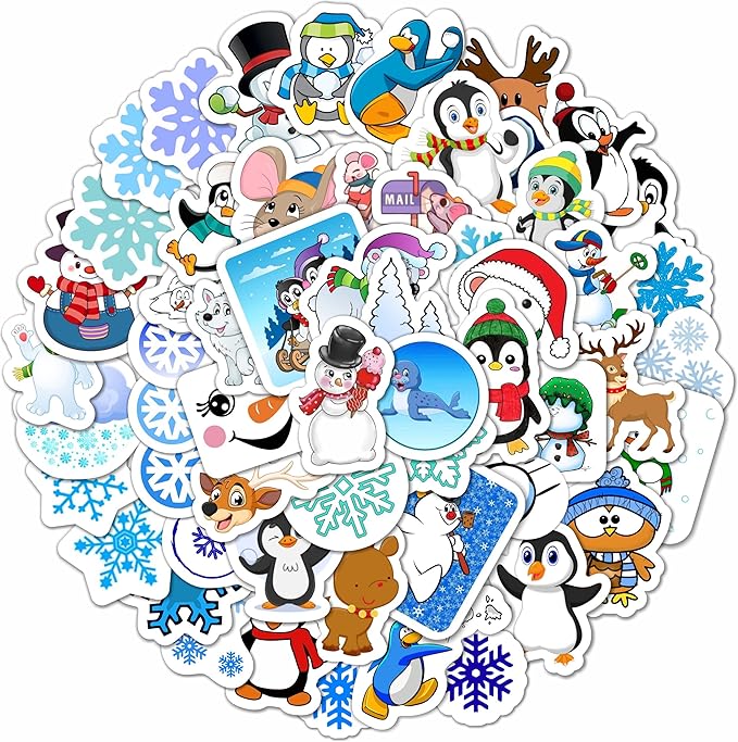 BulbaCraft Winter Stickers - Snowflake Stickers - Winter Party suppliess - Penguin Decals, Snowman Decals, Snow Gifts, Gifts for Women & Men