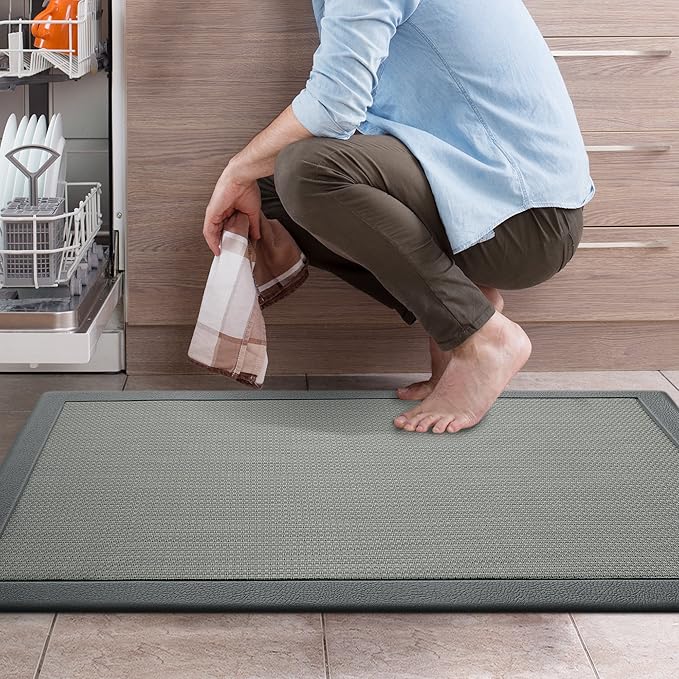 iCustomRug Ergonomic Anti Fatigue Kitchen Mat with Durable textalene Surface, for Comfort While Standing in Kitchen, Bathroom, Workstation Memory Foam Mat 39"×20"×0.50" (L×W×H) in Grey